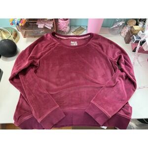 Muk Luks Velour Sweatshirt Burgundy‎ Pullover Raglan Sleeve Women Size M